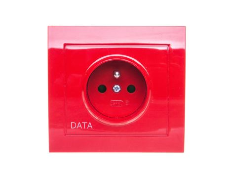 KIER Gniazdo pojedyncze z/u DATA z przesłonami czerwone GP-1WZDP/22