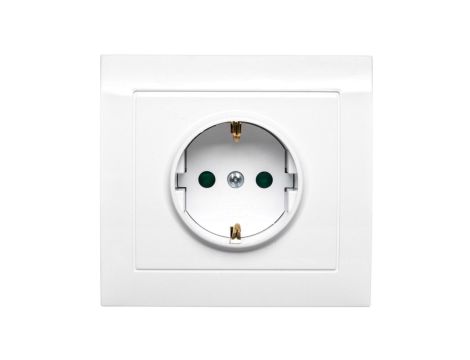 KIER Gniazdo pojedyncze z/u Schuko z przesłonami białe GP-1WSP/00