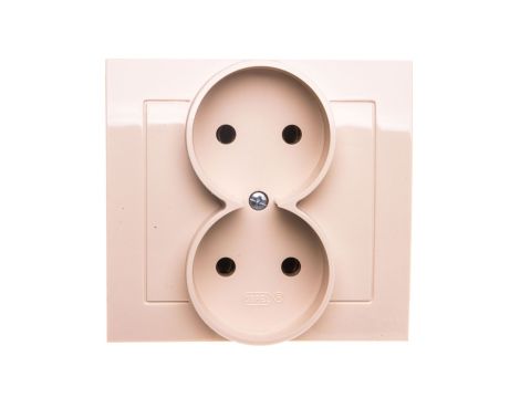 KIER Gniazdo podwójne b/u beżowe GP-2W/01