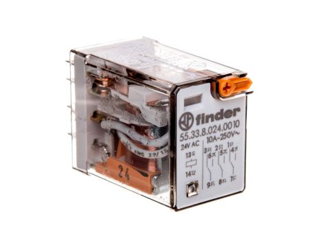 Przekaźnik 3P 10A 24V AC przycisk testujący 55.33.8.024.0010