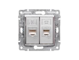 VENA Gniazdo teleinformatyczne RJ45 kat.5e nieekranowane + RJ11 aluminium 514069