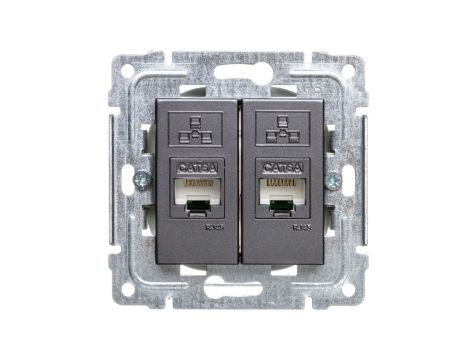 DANTE Gniazdo komputerowe podwójne 2xRJ45 kat.6 ekranowane grafit 456068