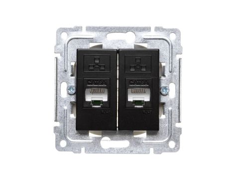 DANTE Gniazdo komputerowe podwójne 2xRJ45 kat.6 ekranowane czarne 450968