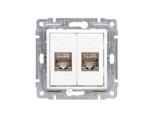 VENA Gniazdo komputerowe podwójne 2xRJ45 kat.6 ekranowane białe 510468