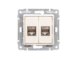 VENA Gniazdo komputerowe podwójne 2xRJ45 kat.6 ekranowane krem 510368