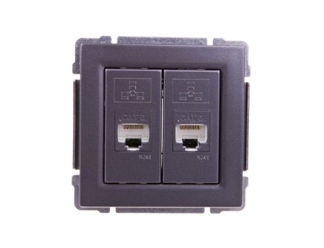 KOS66 Gniazdo komputerowe podwójne 2xRJ45 kat.5e nieekranowane grafit 666067