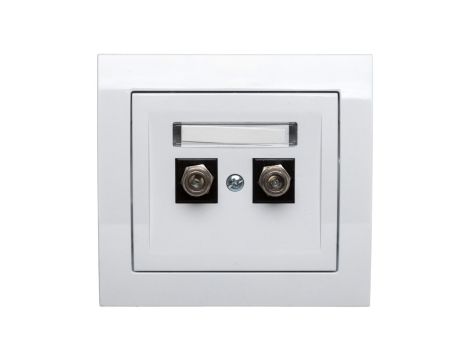 KIER Gniazdo antenowe podwójne typu F białe GPA-2WF/00