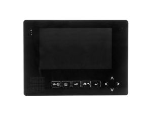 Wideodomofon 7cali kolorowy z pamięcią, port SD, plastik/aluminium, czarny + zasilacz MK-08B