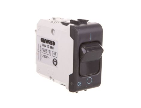 CHORUS Łącznik 6A z członem nadprądowym 2P C 6A 3kA 1 moduł czarny GW12466 ELIT00827