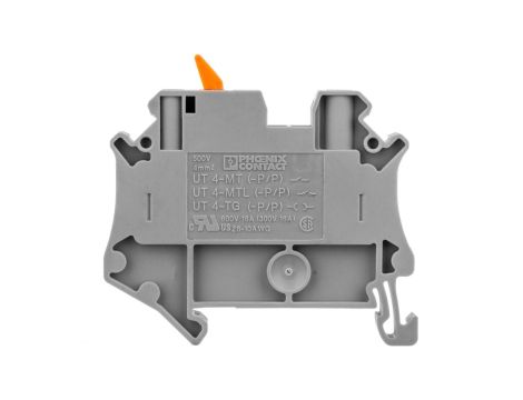 Złączka przelotowa 2-przewodowa z odłącznikiem nożowym 4mm2 szara UT 4-MTL-P/P 3046146 /50szt./