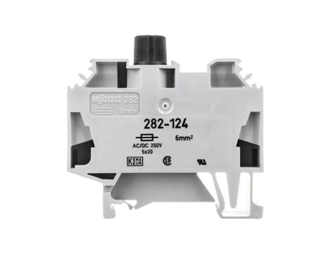 Złączka bezpiecznikowa 2-przewodowa 6mm2 szara 10A G 5x 20mm DIN 35mm 282-124 /40szt./