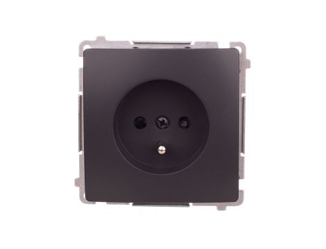 Simon Basic Gniazdo pojedyncze z/u 16A IP20 z przesłoną torów grafit BMGZ1z.01/28