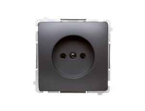 Simon Basic Gniazdo wtyczkowe bez uziemienia (moduł) 16A 250V zaciski śrubowe grafit matowy BMG1.01/28
