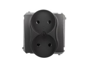 Simon Basic Gniazdo wtyczkowe podwójne b/u (moduł) 16A 250V zaciski śrubowe grafit matowy BMG2M.01/28