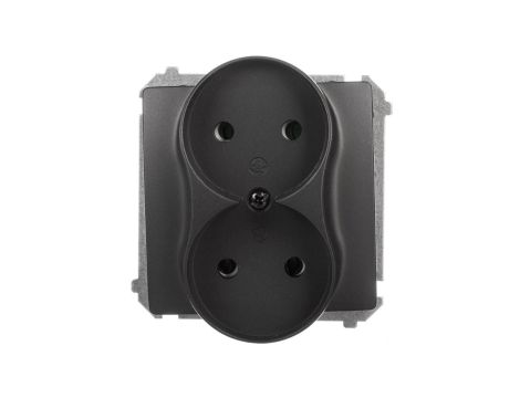 Simon Basic Gniazdo wtyczkowe podwójne b/u (moduł) 16A 250V zaciski śrubowe grafit matowy BMG2M.01/28