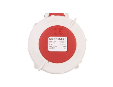 Gniazdo tablicowe proste 16A 5p 6h 400V IP67 zaciski śrubowe MEN228A