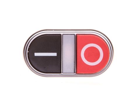 Przycisk sterowniczy 22mm podwójny czarno/czerwony podświetlany wystający/kryty z samopowrotem bez adaptera LPCBL7222