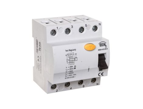 Wyłącznik różnicowoprądowy 4P 25A 0,03A typ A KRD6-4/25/30-A VDE 23191