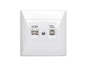AKCENT Gniazdo teleinformatyczne RJ45 + RJ11 białe GPKT-A/F/00