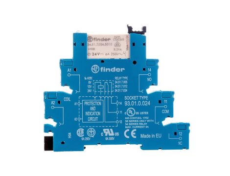 Przekaźnikowy moduł sprzęgający 1P 6A 24V AC/DC 6,2mm styki AgNi+Au 38.51.0.024.5060