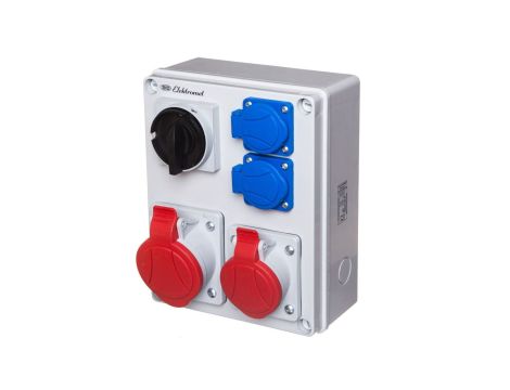 Rozdzielnica L-0-P 40A 1X16A 3P+N+Z 400V, 1X32A 3P+N+Z 400V, 2X16A 2P+Z 250V IP44 RSK-1 999606