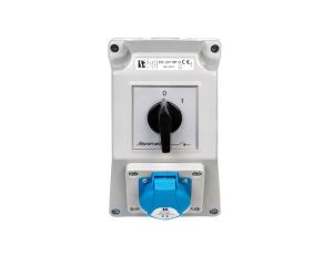 Zestaw instalacyjny z gniazdem SCHUKO 16A 230V 2P+PE (0-1) niebieski ZI02S10\R571-S