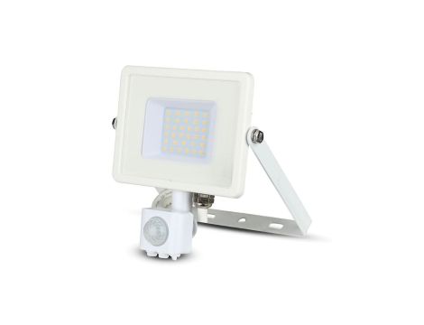 Projektor LED 30W 2400lm 6400K Dioda SAMSUNG z czujnikiem ruchu PIR Biały IP65 459