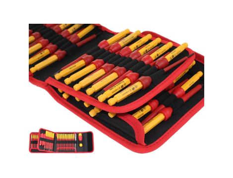WKRĘTAKI IZOLOWANE DLA ELEKTRYKA -1000V - 50 SZTUK / E33450 -ZESTAW WKRĘTAKÓW W ETUI 50 SZTUK - 1KV