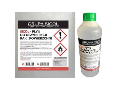 Płyn do dezynfekcji rąk alkohol 70 1L POLSKA / Płyn antybakteryjny / Sicol 1L