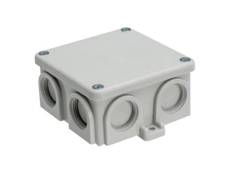 Puszka natynkowa, materał-bakelit, kolor RAL7035, IP54, 500V, 7 wyjść, z zaciskami 4x6mm K76/K