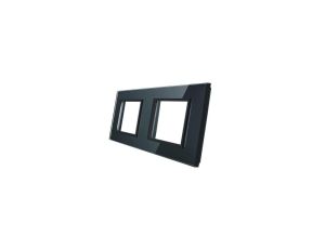 Livolo PODWÓJNA CZARNA RAMKA SZKLANA 150 x 80mm GPF-2-62