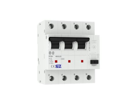 Wyłącznik różnicowoprądowy 40A 30mA 4P 10kA TYP A PFB4 RCCB SEZ 5432