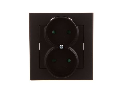 SONATA Gniazdo podwójne b/u z przesłonami czarny metalik GP-2RP/33