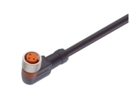Kabel konfekcjonowany M8 jednostronnie zakończony 3-pinowy złącze żeńskie kątowe +LED samoblokujący gwint RKMWV/LED A 3-224/15 M