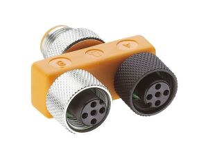 Rozdzielacz-trójnik złącza M12 męskie/2xM12 żeńskie 3-pinowe z samoblokującym połączeniem gwintowanym ASBSA 2 M12-3