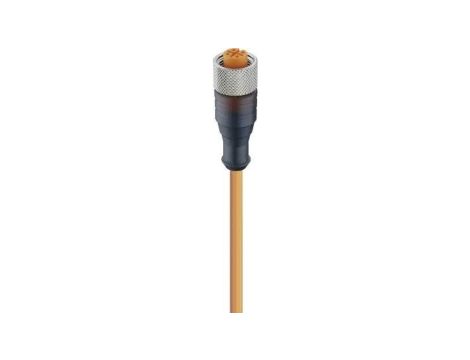 Kabel konfekcjonowany jednostronnie M12 4-PINowy złącze żeńskie proste z gwintem samoblokującym PVC pomarańczowy RKT 4-07/30 M