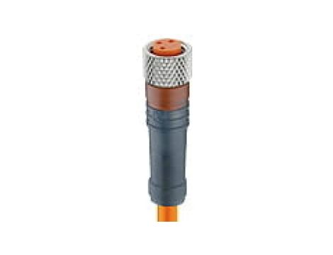 Kabel konfekcjonowany jednostronnie M8 3-PINowy żeńskie proste z samoblokującym gwintem pomarańczowy PVC RKMV 3-06/10 M