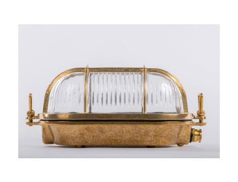 Oprawa mosiężna OVAL 47 ECO, E27, 40W, klosz przeźroczysty-szkło, IP64, siatka mosiężna A47