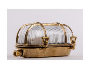 Oprawa mosiężna OVAL 57 z 4 nakrętkami typu motylek, E27, 60W, klosz przeźroczysty-szkło, IP65, siatka mosiężna A57