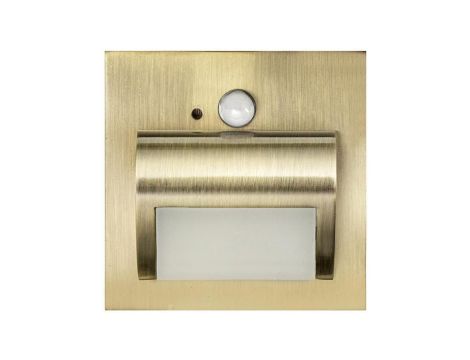 Oprawa Beryl PIR mosiądz zimna 6500K 1,5W 12V DC 9 led smd 3014 kwadrat do puszki fi 60 z czujką ruchu PIR