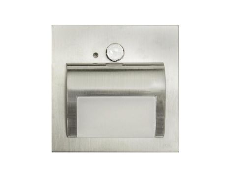 Oprawa Beryl PIR szczotkowana zimna 6500K 1,5W 12V DC 9 led smd 3014 kwadrat do puszki fi 60 z czujką ruchu PIR