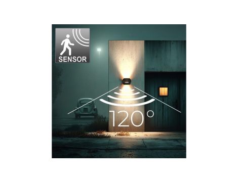 Lampa LED Maclean, Ścienna, Z czujnikiem PIR, PC+ALU, 20W, 1600lm, IP65, Neutral White 4000K, Szara, MCE366