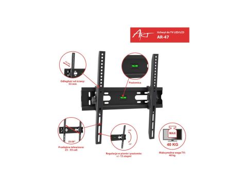 UCHWYT DO TV LCD/LED 23-55 40KG AR-47 ART reg. w pionie
