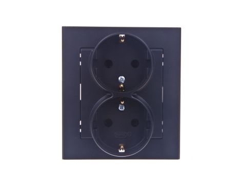 SONATA Gniazdo podwójne z/u Schuko czarny metalik GP-2RS/33