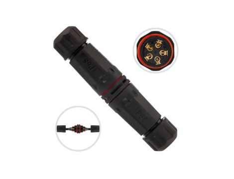 Mufa hermetyczna z dławikami 5x2,5mm2 IP68 PA66 250V prosta czarna NEKU