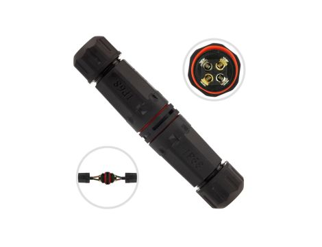 Mufa hermetyczna z dławikami 4x2,5mm2 IP68 PA66 250V prosta czarna NEKU