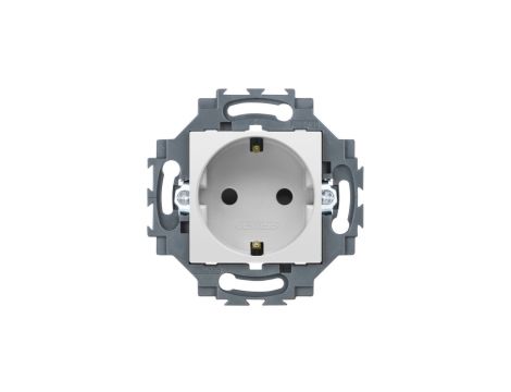 Gniazdo Schuko 2P+E 16A z przesłonami styków, z uziemieniem, samozaciski, białe, Dahlia GW35206W