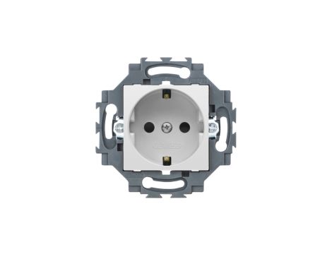 Gniazdo Schuko 2P+E 16A z przesłonami styków, z uziemieniem, zaciski śrubowe, białe, Dahlia GW35207W