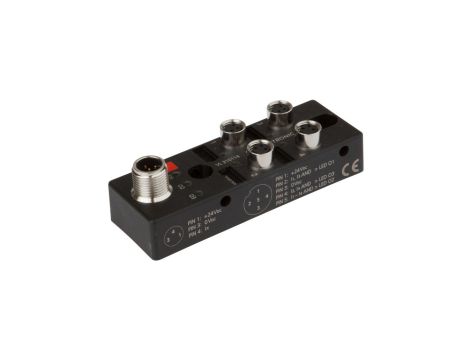 Moduł logiczny 27x88x31mm AND 2x2x 10-30V DC -30-85 stC złącze M8 żeńskie 3-pinowe złącze M12 męskie 5-pinowe IP67 VL310114