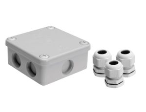 Puszka natynkowa, materiał-bakelit, kolor RAL7035, IP54, 500V, 7 wyjść, 3 dławiki PG16 K85/3PG16